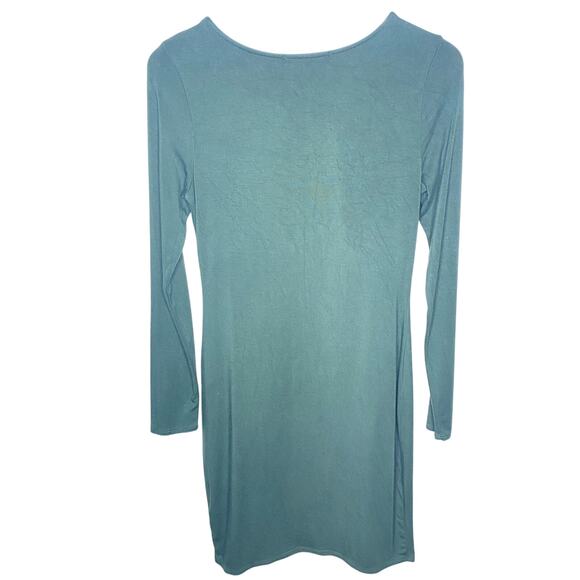 Lulu's Dark Green Long Sleeve Midi Jersey Knit Bodycon Dress Size Large - Picture 2 of 5